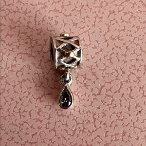 One World Health Pandora Silver and Gold Teardrop Charm. Retired.